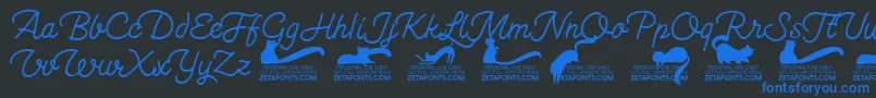 Kittenswashmonolinetrial Font – Blue Fonts on Black Background