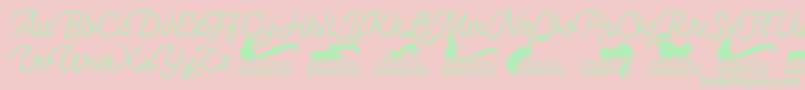 Kittenswashmonolinetrial-Schriftart – Grüne Schriften auf rosa Hintergrund