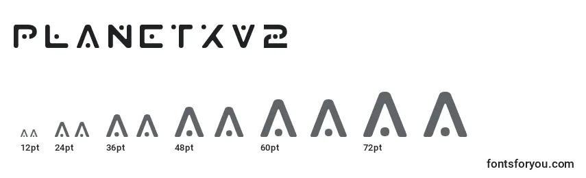 Размеры шрифта Planetxv2