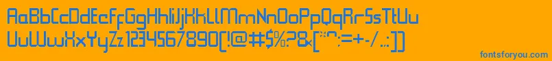 QueuebrickClosedregular Font – Blue Fonts on Orange Background