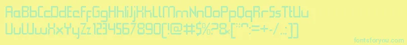 QueuebrickClosedregular Font – Green Fonts on Yellow Background