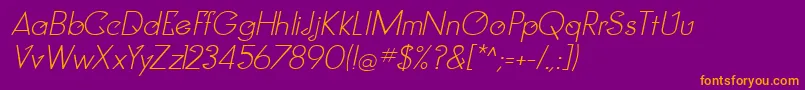 Fonte ClockerItalic – fontes laranjas em um fundo violeta