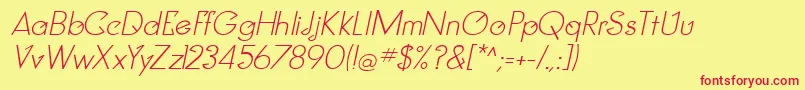 フォントClockerItalic – 赤い文字の黄色い背景