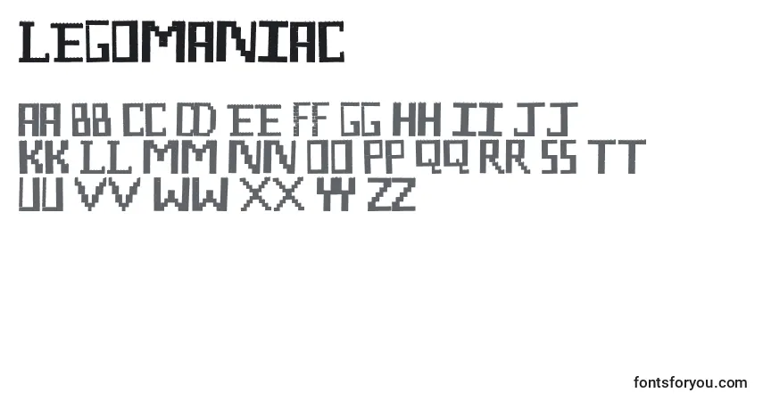 Schriftart LegoManiac – Alphabet, Zahlen, spezielle Symbole