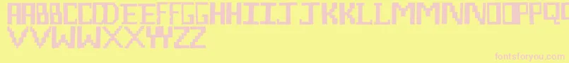 フォントLegoManiac – ピンクのフォント、黄色の背景