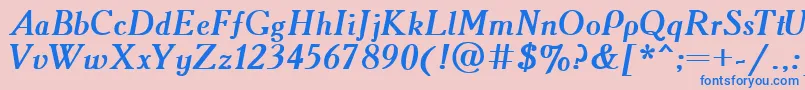 Academy.KzBoldItalic Font – Blue Fonts on Pink Background