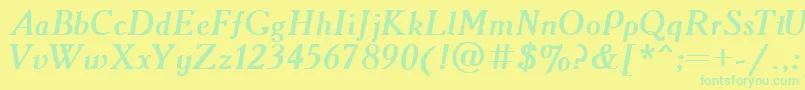 Academy.KzBoldItalic-Schriftart – Grüne Schriften auf gelbem Hintergrund