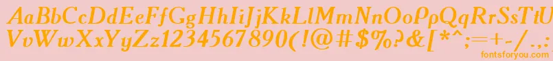 Academy.KzBoldItalic Font – Orange Fonts on Pink Background