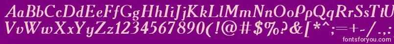 Academy.KzBoldItalic Font – Pink Fonts on Purple Background