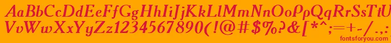 フォントAcademy.KzBoldItalic – オレンジの背景に赤い文字