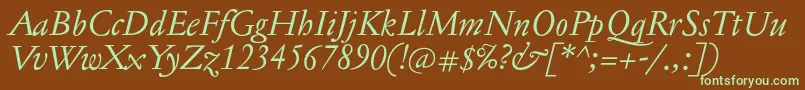 JannontextItalic Font – Green Fonts on Brown Background