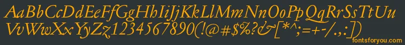 JannontextItalic-Schriftart – Orangefarbene Schriften auf schwarzem Hintergrund