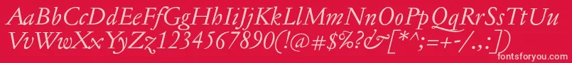 JannontextItalic Font – Pink Fonts on Red Background