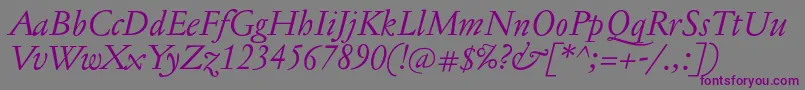 JannontextItalic-Schriftart – Violette Schriften auf grauem Hintergrund