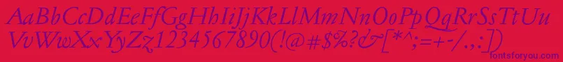 JannontextItalic Font – Purple Fonts on Red Background