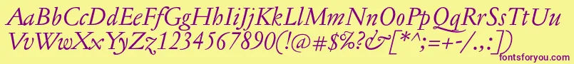 JannontextItalic Font – Purple Fonts on Yellow Background