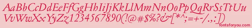 JannontextItalic Font – Red Fonts on Pink Background