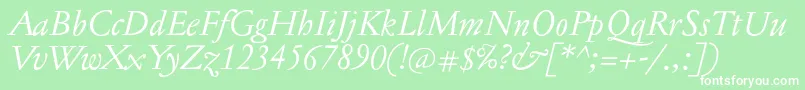 フォントJannontextItalic – 緑の背景に白い文字