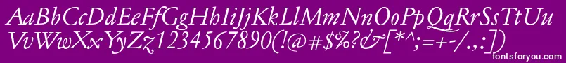 Fonte JannontextItalic – fontes brancas em um fundo violeta