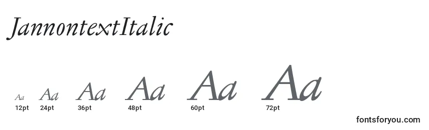 Размеры шрифта JannontextItalic