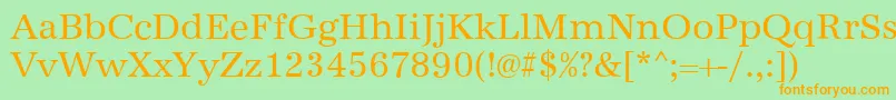 フォントAntiquaRegular – オレンジの文字が緑の背景にあります。