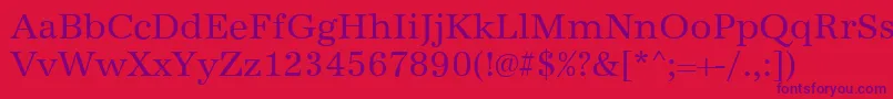 Czcionka AntiquaRegular – fioletowe czcionki na czerwonym tle