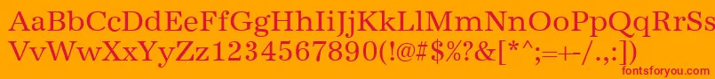 Czcionka AntiquaRegular – czerwone czcionki na pomarańczowym tle