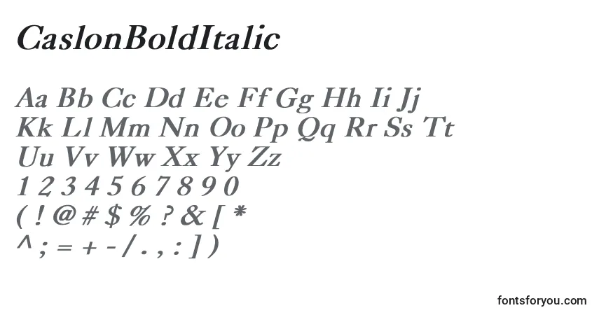 Schriftart CaslonBoldItalic – Alphabet, Zahlen, spezielle Symbole