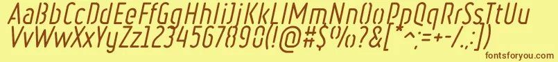 RulerStencilItalic-fontti – ruskeat fontit keltaisella taustalla