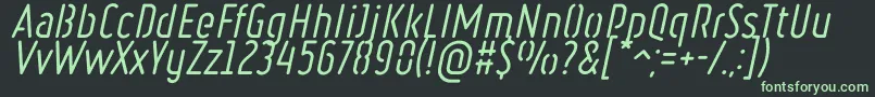 フォントRulerStencilItalic – 黒い背景に緑の文字