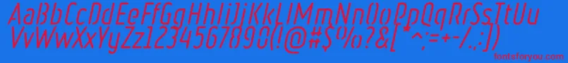 RulerStencilItalic Font – Red Fonts on Blue Background