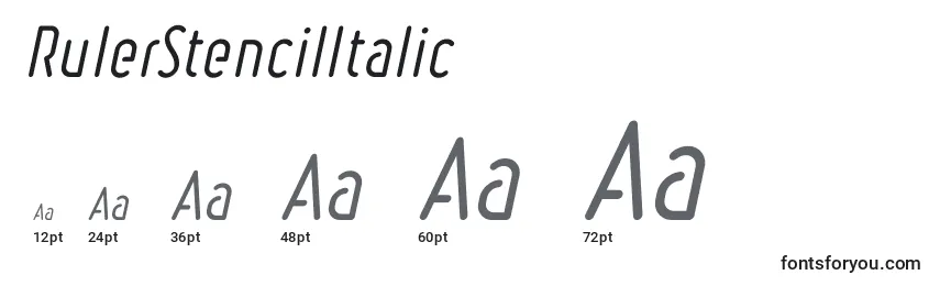 Größen der Schriftart RulerStencilItalic