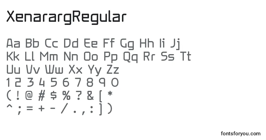Schriftart XenarargRegular – Alphabet, Zahlen, spezielle Symbole