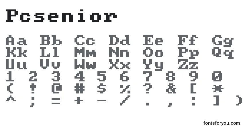 Шрифт Pcsenior – алфавит, цифры, специальные символы