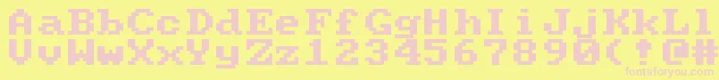 フォントPcsenior – ピンクのフォント、黄色の背景