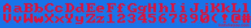 Pcsenior Font – Red Fonts on Blue Background