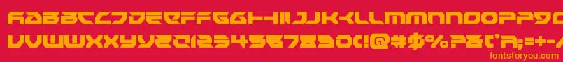 フォントRoyalsamuraicond – 赤い背景にオレンジの文字