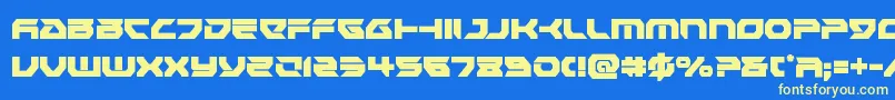 Czcionka Royalsamuraicond – żółte czcionki na niebieskim tle