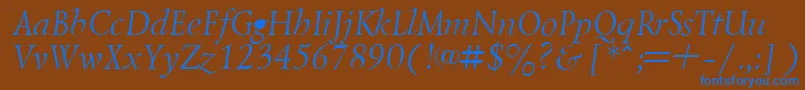 Czcionka LazurskyItalic.001.001 – niebieskie czcionki na brązowym tle