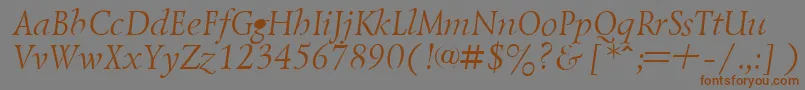 Więcej informacji o czcionce LazurskyItalic.001.001 Czcionka LazurskyItalic.001.001 – brązowe czcionki na szarym tle