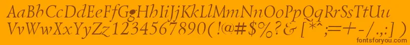 LazurskyItalic.001.001-Schriftart – Braune Schriften auf orangefarbenem Hintergrund