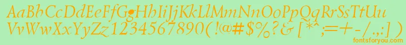 LazurskyItalic.001.001-Schriftart – Orangefarbene Schriften auf grünem Hintergrund