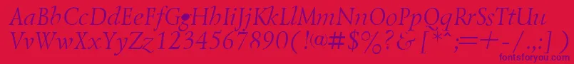 Police LazurskyItalic.001.001 – polices violettes sur fond rouge