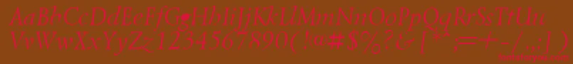 LazurskyItalic.001.001-fontti – punaiset fontit ruskealla taustalla