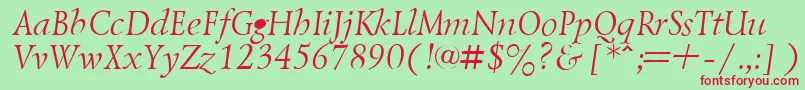 Fonte LazurskyItalic.001.001 – fontes vermelhas em um fundo verde