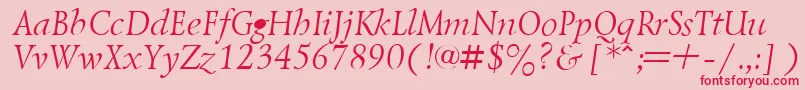 Czcionka LazurskyItalic.001.001 – czerwone czcionki na różowym tle