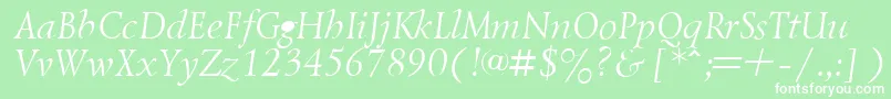 フォントLazurskyItalic.001.001 – 緑の背景に白い文字
