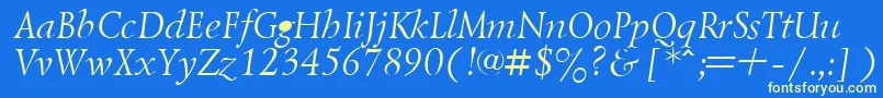 フォントLazurskyItalic.001.001 – 黄色の文字、青い背景