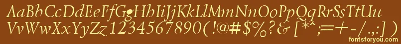 LazurskyItalic.001.001 Font – Yellow Fonts on Brown Background