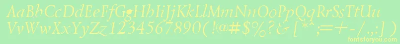 Weitere Informationen zur LazurskyItalic.001.001-Schriftart LazurskyItalic.001.001-Schriftart – Gelbe Schriften auf grünem Hintergrund
